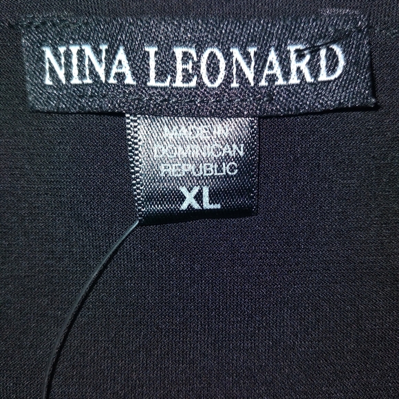 Nina Leonard open shoulder black & white dress with draped sleeves. Size:XL - Picture 8 of 10